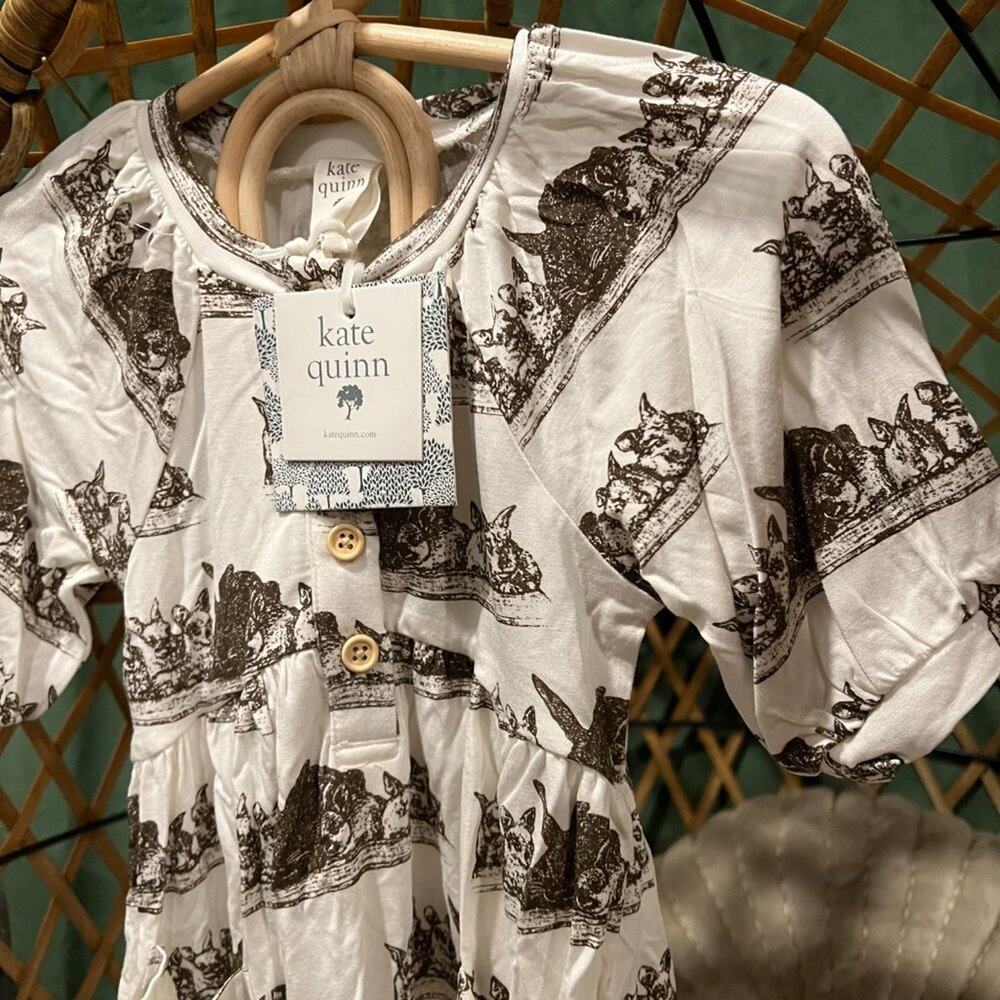 NWT Kate Quinn Henley Bubble Dress Bunny Family Bamboo 18-24m - Picture 2 of 5